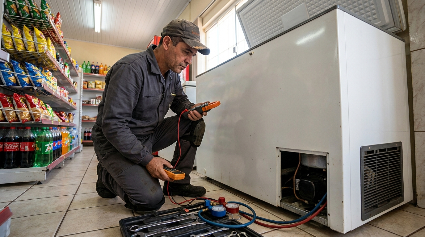 Reparo na placa eletrônica do freezer em Nossa Senhora das Graças, Canoas‑RS
